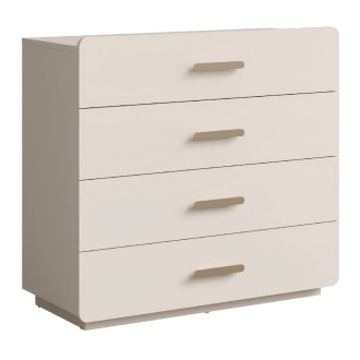 Kommode mit 4 Schubladen AMALIE – Farbe Sandbeige – L100 x H93 x P42 cm – Elegante Ausführung und sanfte Formen