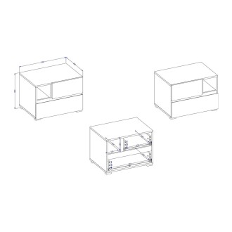 Chevet HAVANA blanc dimensions