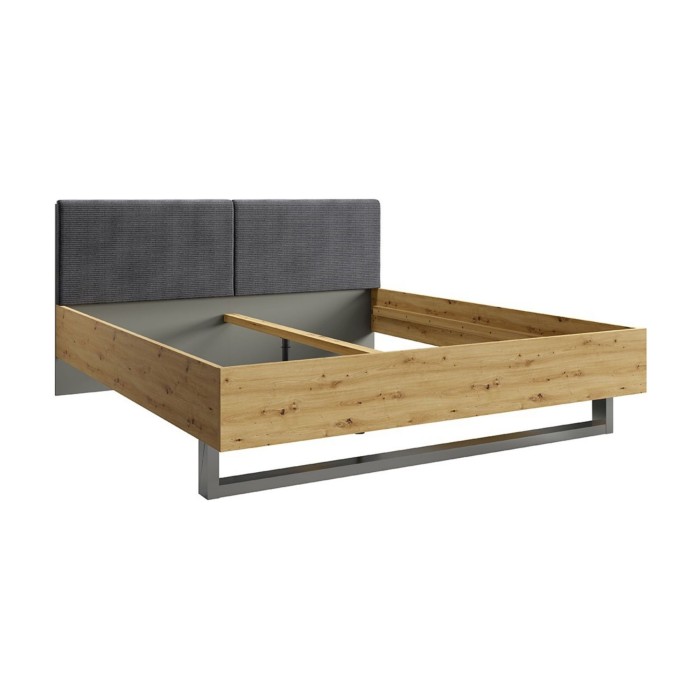 Erwachsenenbett Design 160x200 - Lattenrost inklusive - Kollektion IZO. Farbe Eiche und anthrazitgrau.