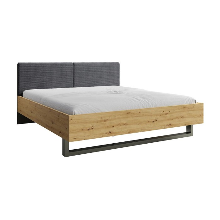 Design volwassenenbed 160x200 - Lattenbodem inbegrepen - Collectie IZO. Kleur eiken en antracietgrijs.