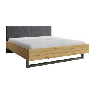 Erwachsenenbett Design 160x200 - Lattenrost inklusive - Kollektion IZO. Farbe Eiche und anthrazitgrau.
