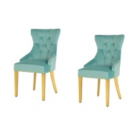 Lot de 2 chaises REGINA bleu turquoise et dorée avec tête de lion