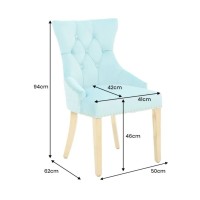 Chaise REGINA bleu turquoise et dorée avec tête de lion dimensions