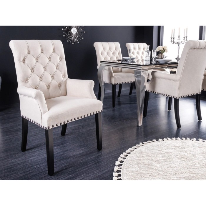 Fauteuil REGINA beige et marron foncé