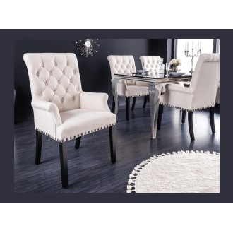 Fauteuil REGINA beige et marron foncé