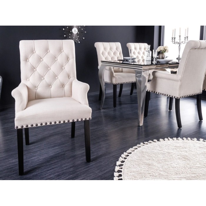 Fauteuil REGINA beige et marron foncé vu de face