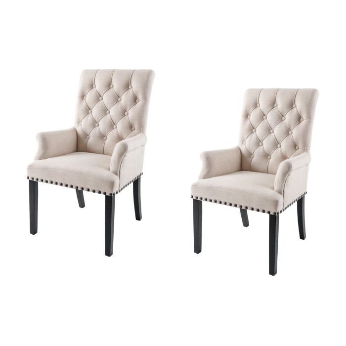 Lot de 2 fauteuils de table REGINA beige et marron foncé