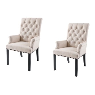 Lot de 2 fauteuils de table REGINA beige et marron foncé