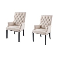 Lot de 2 fauteuils de table REGINA beige et marron foncé
