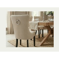 Chaise REGINA beige et marron foncé vue de dos rapprochée
