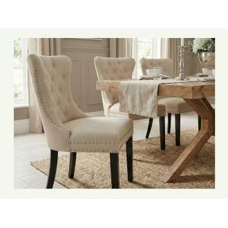 Chaise REGINA beige et marron foncé vue de côté