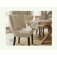 Chaise REGINA beige et marron foncé vue de côté