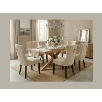 Chaise REGINA beige et marron foncé vu de dos en situation