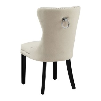 Chaise REGINA beige et marron foncé vue de dos sur fond blanc