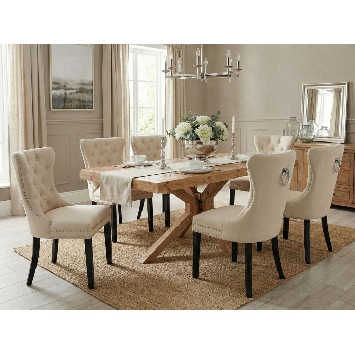 Chaise REGINA beige et marron foncé vue éloignée