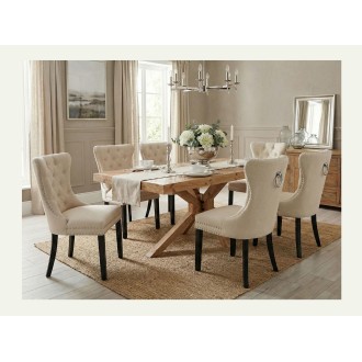 Chaise REGINA beige et marron foncé vue éloignée