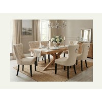 Chaise REGINA beige et marron foncé vue éloignée