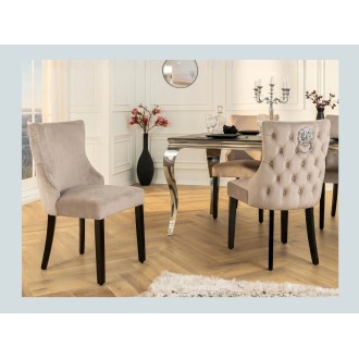 Chaise REGINA cappuccino et noire vue de côté