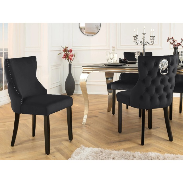 Chaise REGINA noire et dossier bas vue de côté