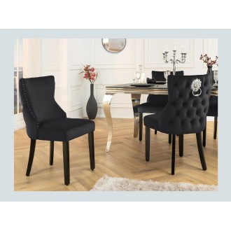 Chaise REGINA noire et dossier bas vue de côté