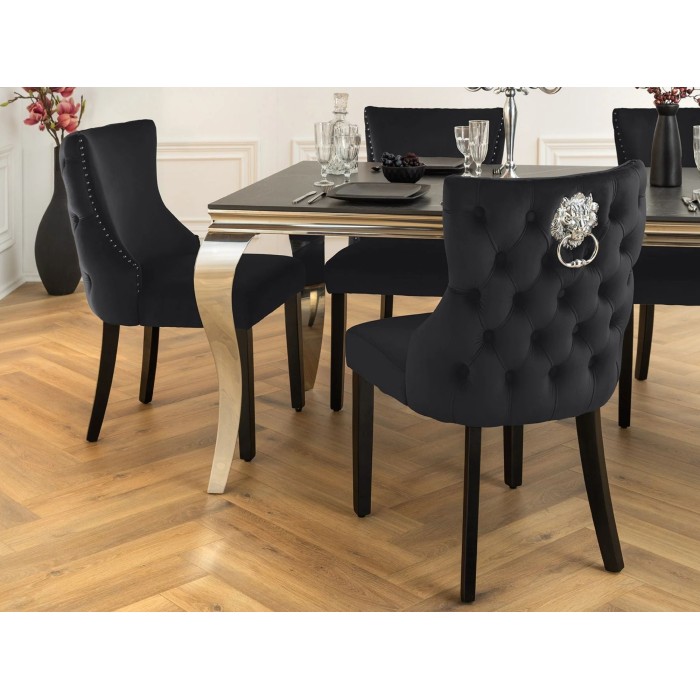 Chaise REGINA noire et dossier bas vue de dos rapprochée