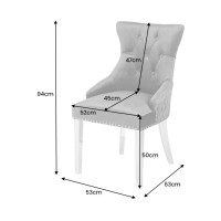 Chaise REGINA grise et argentée dimensions