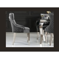 Chaise REGINA grise et argentée vue de côté