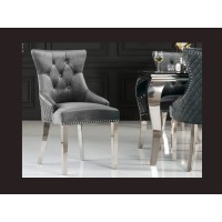 Chaise REGINA grise et argentée vue de face