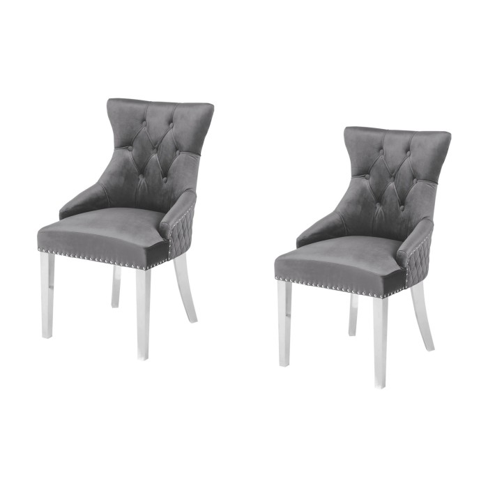 Lot de 2 chaises REGINA grises et argentées