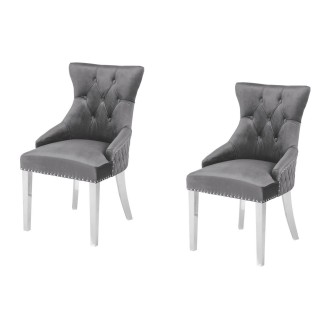 Lot de 2 chaises REGINA grises et argentées