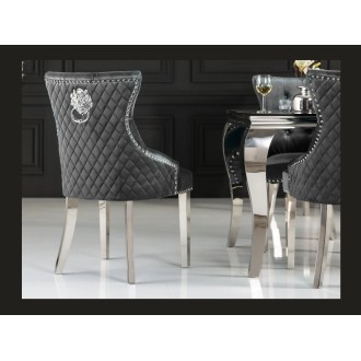 Chaise REGINA grise et argentée vue de dos