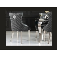 Chaise REGINA grise et argentée vue de dos