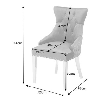 Chaise REGINA bleue et argentée dimensions