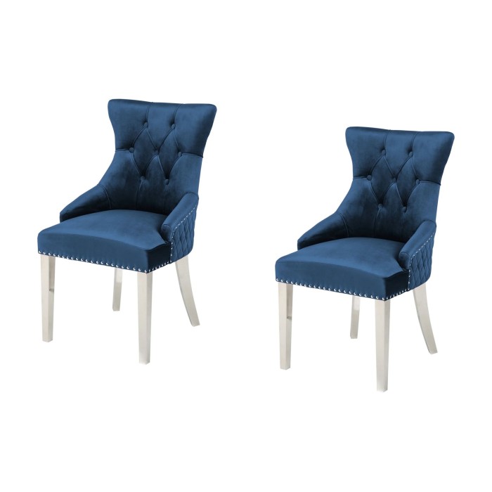 Lot de 2 chaises REGINA bleues et argentées