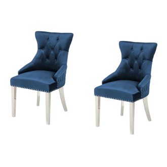 Lot de 2 chaises REGINA bleues et argentées