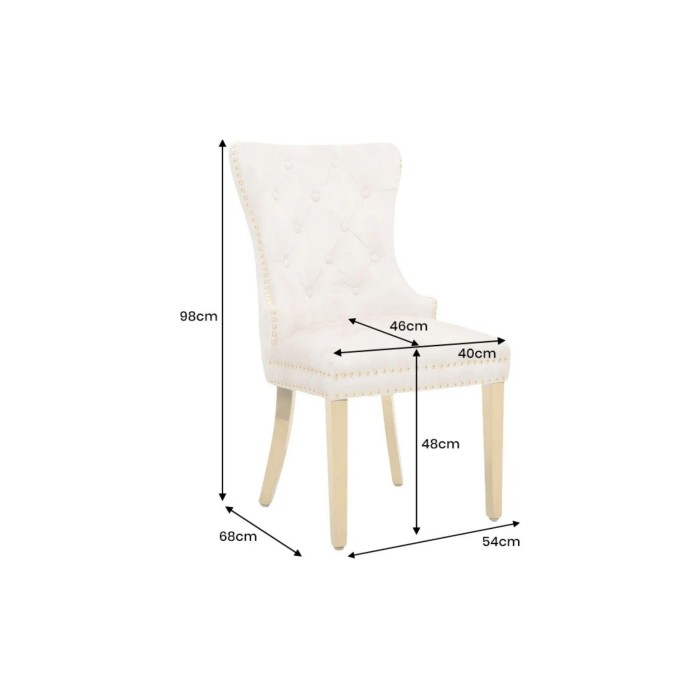 Chaise REGINA beige et dorée dimensions