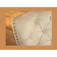 Zoom sur le dossier de la chaise REGINA beige et dorée