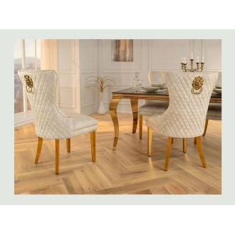 Chaise REGINA beige et dorée vue de dos