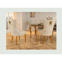 Chaise REGINA beige et dorée vue de dos