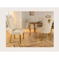 Chaise REGINA beige et dorée vue de côté