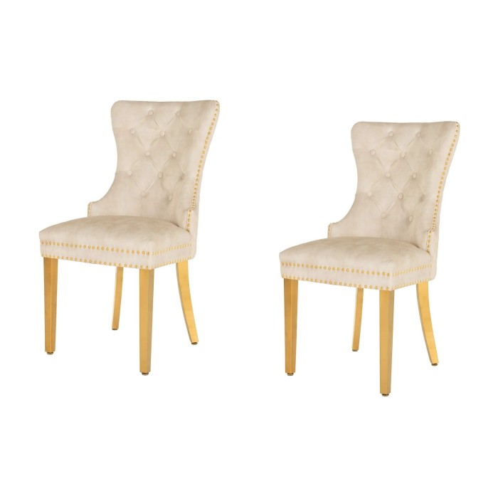 Lot de 2 chaises REGINA beiges et dorées