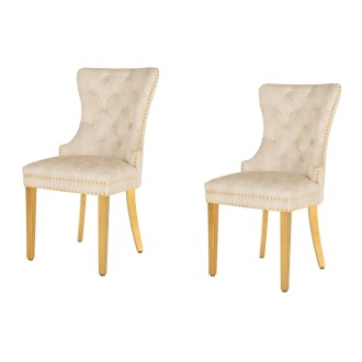 Lot de 2 chaises REGINA beiges et dorées