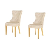 Lot de 2 chaises REGINA beiges et dorées