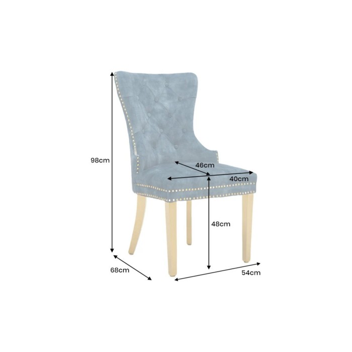 Chaise REGINA bleue pétrole et dorée dimensions