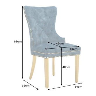 Chaise REGINA bleue pétrole et dorée dimensions