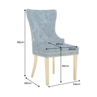 Chaise REGINA bleue pétrole et dorée dimensions