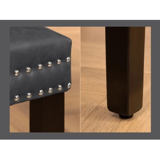 Zoom sur le cloutage de la chaise REGINA grise et marron foncé