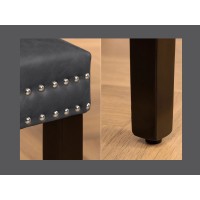 Set von 2 Chesterfield-Stühlen REGINA in anthrazitfarbenem Kunstleder mit Tufting – Silberring und schwarze Beine
