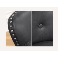 Zoom sur les détails de la chaise REGINA grise et marron foncé