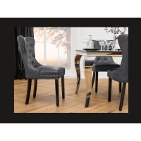 Chaise REGINA grise et marron foncé vue de côté